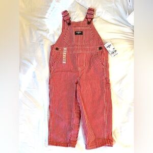 NWT OshKosh B'gosh Kids Red and White Striped Overalls